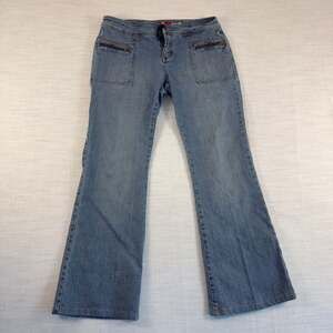 Guess‎ Vintage Y2K Flare Jeans with Zipper Patch Pockets Size 31